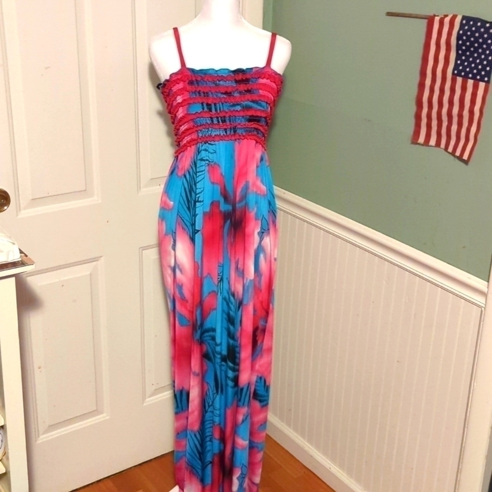 Joyce Leslie Hawaiian Floral Maxi Dress Large
